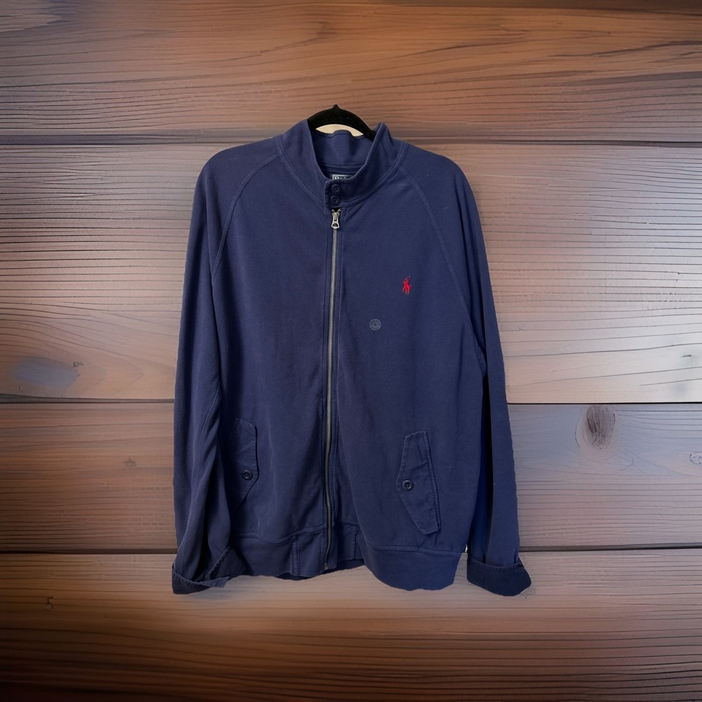 Vintage NWT Polo Ralph Lauren Jacket Sweater Full Zip Blue Lined Sport Mens XL